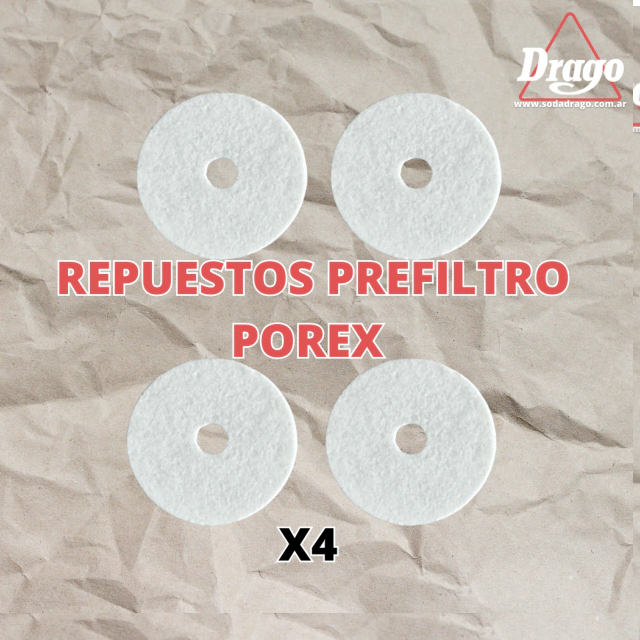 4 repuestos Porex para Prefiltro