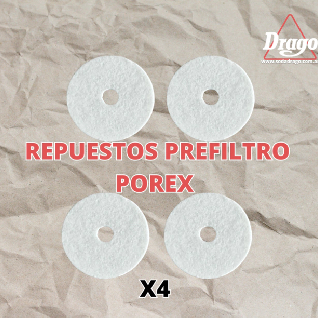 4 repuestos Porex para Prefiltro