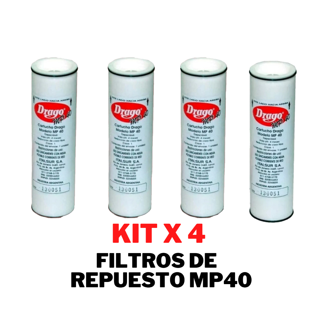 Kit 4 filtros de repuesto MP40