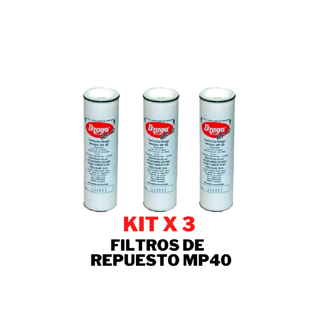 Kit 3 filtros de repuesto MP40